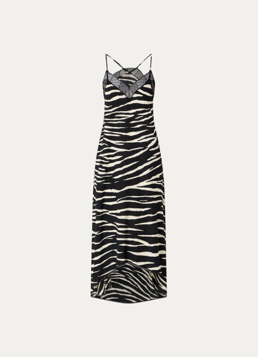 Zadig&Voltaire Risty maxi jurk met zebraprint - voorkant 2 zwart