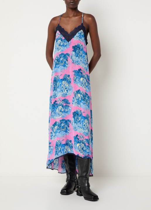 Zadig&Voltaire Risty midi jurk met print en details van kant