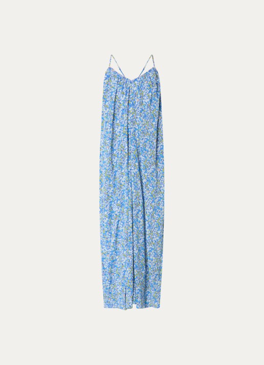 Zadig&Voltaire Ristym maxi jurk met print en details van kant - voorkant 2 blauw