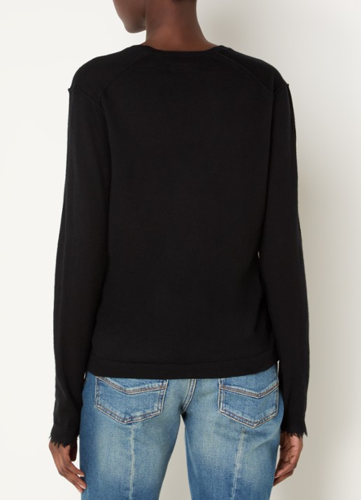 Zadig&Voltaire Rivy fijngebreide pullover van kasjmier met destroyed afwerking - achterkant 2 zwart