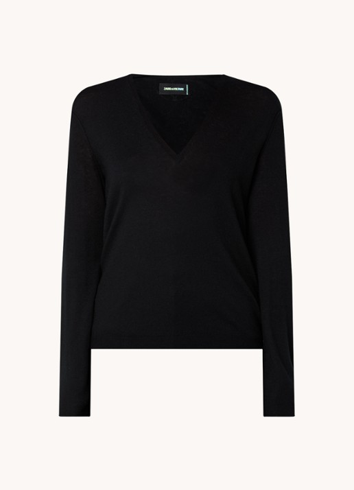 Zadig&Voltaire Rivy fijngebreide pullover van kasjmier - voorkant zwart