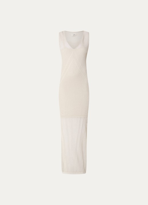 Zadig&Voltaire Riza semi-transparante maxi jurk met lurex en split - voorkant creme