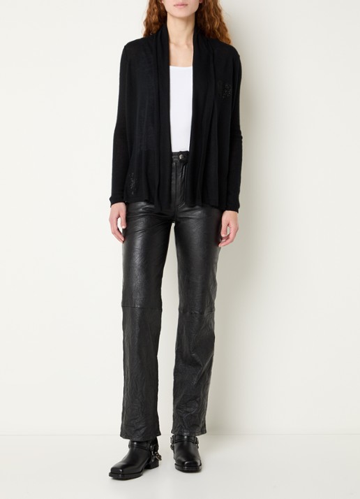 Zadig&Voltaire Robyn openvallend vest van kasjmier - voorkant 2 zwart