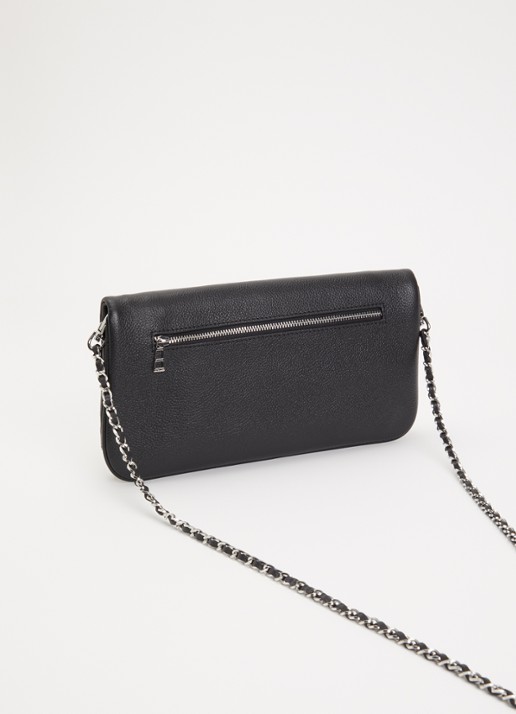 Zadig&Voltaire Rock Arty Tag clutch van leer met afneembare schouderriem - achterkant 4 zwart