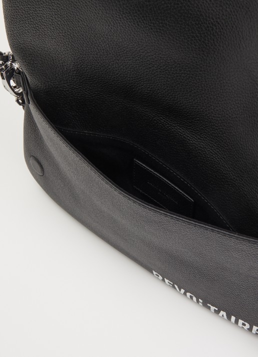 Zadig&Voltaire Rock Arty Tag clutch van leer met afneembare schouderriem - detail zwart