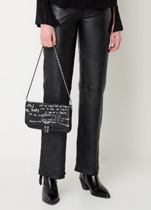 Zadig&Voltaire Rock clutch met afneembare schouderriem - voorkant 6 zwart