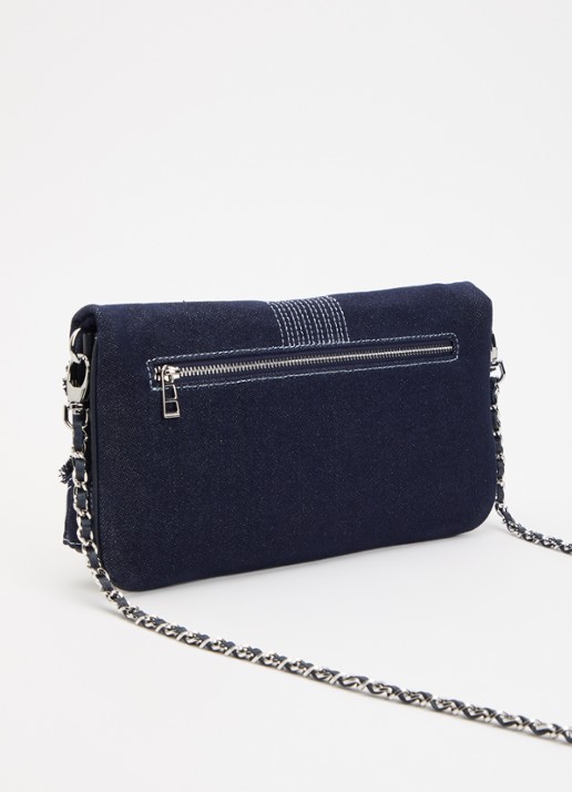 Zadig&Voltaire Rock clutch van denim - achterkant 5 donkerblauw