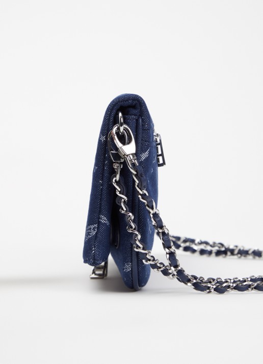 Zadig&Voltaire Rock Denim Monogram clutch met afneembare schouderriem  - detail 3 donkerblauw