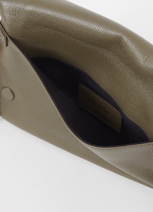 Zadig&Voltaire Rock Grained clutch van leer - detail 5 legergroen