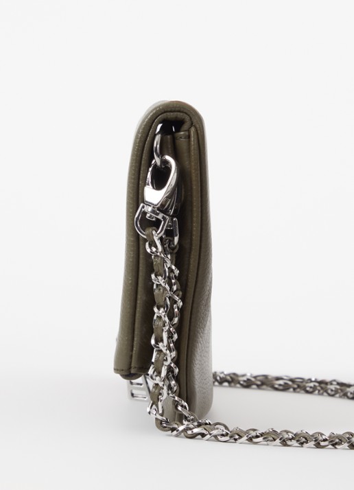 Zadig&Voltaire Rock Grained clutch van leer - detail 6 legergroen