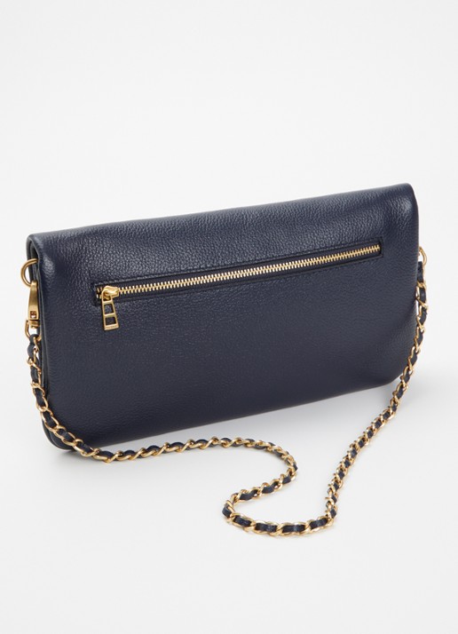 Zadig&Voltaire Rock Grained clutch van leer - achterkant 4 donkerblauw