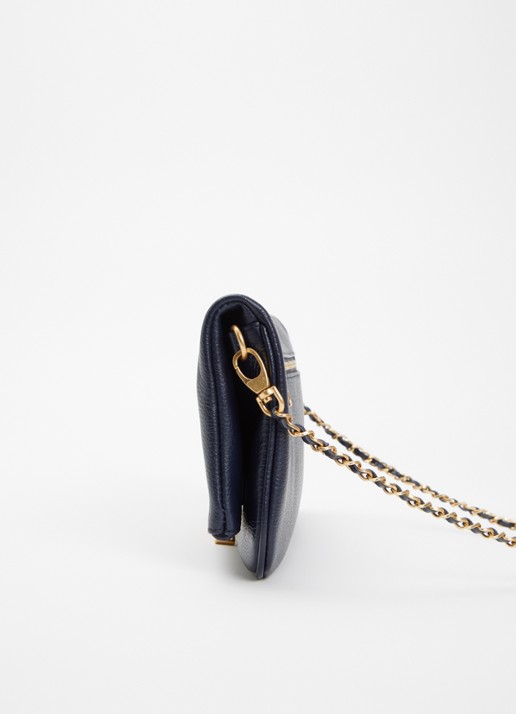 Zadig&Voltaire Rock Grained clutch van leer - detail 2 donkerblauw