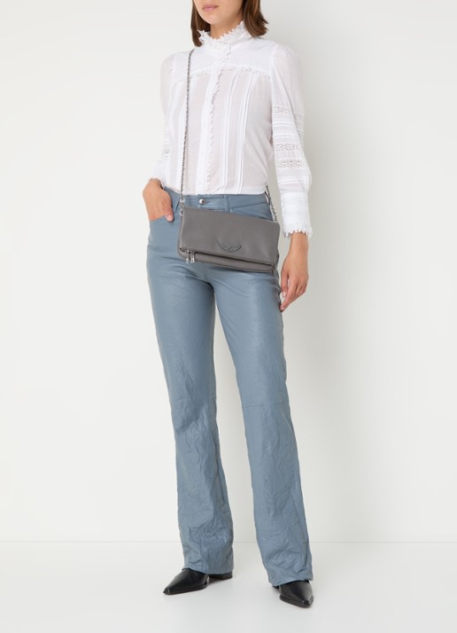 Zadig&Voltaire Rock Grained clutch van leer - voorkant 2 grijs