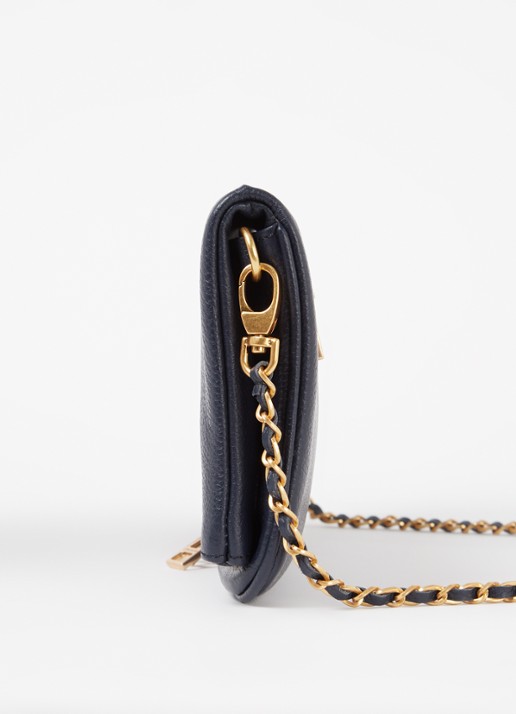Zadig&Voltaire Rock Grained clutch van leer - detail 6 middenblauw
