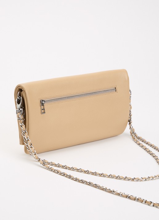 Zadig&Voltaire Rock Grained clutch van leer - achterkant 7 beige