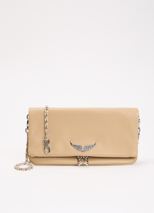 Zadig&Voltaire Rock Grained clutch van leer