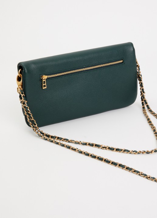Zadig&Voltaire Rock Grained clutch van leer - achterkant 2 mosgroen