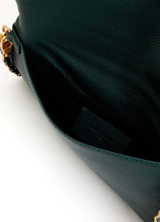 Zadig&Voltaire Rock Grained clutch van leer - detail 3 mosgroen
