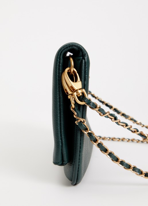 Zadig&Voltaire Rock Grained clutch van leer - detail 4 mosgroen