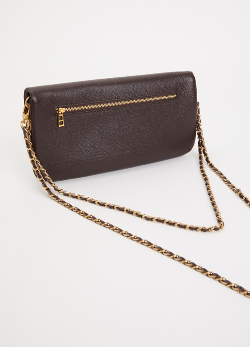 Zadig&Voltaire Rock Grained clutch van leer - achterkant bruin