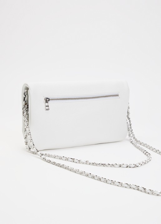 Zadig&Voltaire Rock Grained clutch van leer - achterkant 5 creme