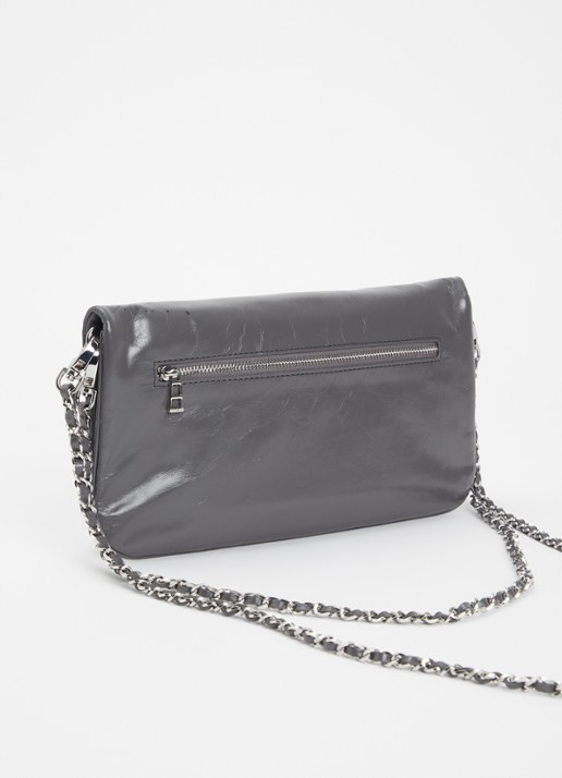Zadig&Voltaire Rock Humberto clutch van leer met afneembare schouderriem - achterkant grijs