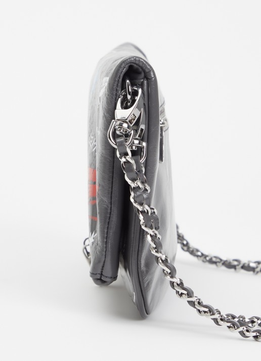 Zadig&Voltaire Rock Humberto clutch van leer met afneembare schouderriem - detail 3 grijs