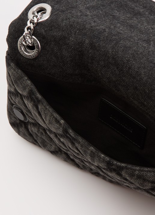 Zadig&Voltaire Rock II clutch van denim met verstelbare schouderriem - detail donkergrijs