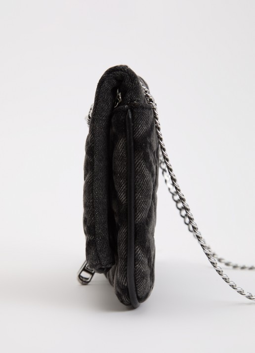 Zadig&Voltaire Rock II clutch van denim met verstelbare schouderriem - detail 2 donkergrijs