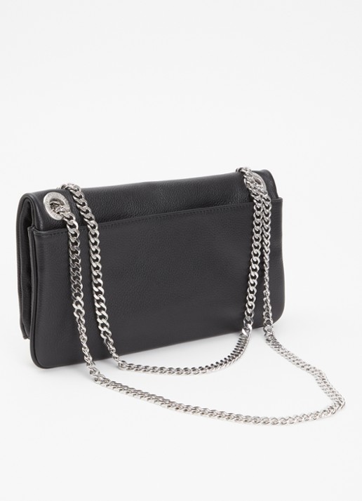 Zadig&Voltaire Rock II Grained clutch van leer met verstelbare schouderriem - achterkant 2 zwart