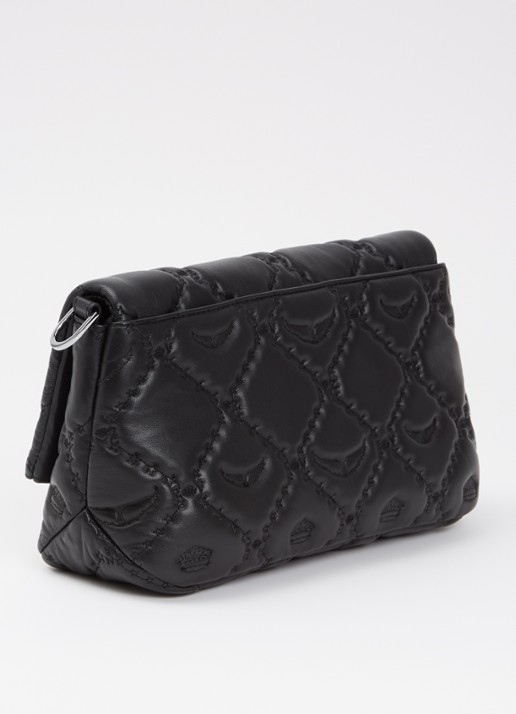 Zadig&Voltaire Rock II schoudertas van lamsleer met quilt patroon  - achterkant 4 zwart