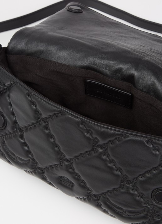 Zadig&Voltaire Rock II schoudertas van lamsleer met quilt patroon  - detail zwart