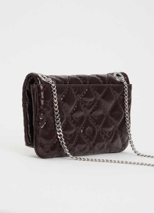 Zadig&Voltaire Rock II Vintage clutch van lakleer met verstelbare schouderriem - achterkant 5 donkerbruin