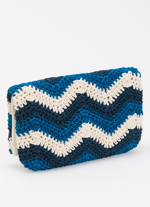 Zadig&Voltaire Rock macramé clutch met afneembare schouderriem  - achterkant 5 blauw