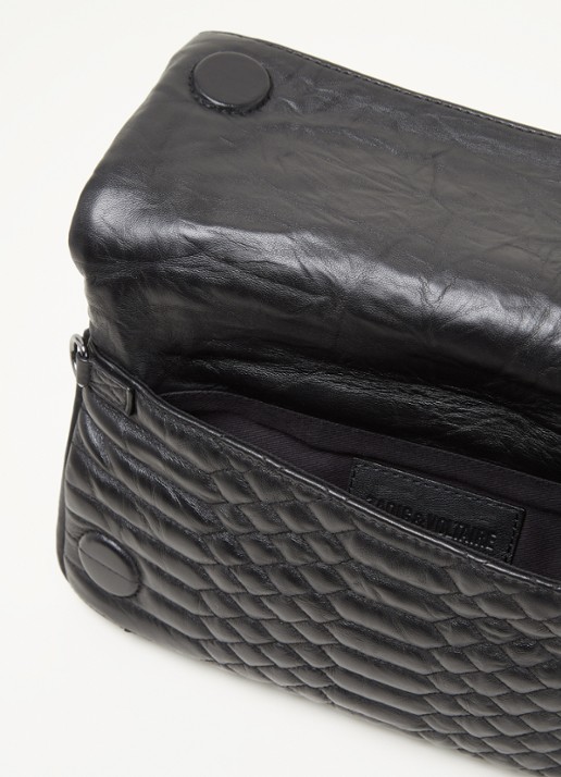 Zadig&Voltaire Rock Matelasse schoudertas van quilted lamsleer  - detail zwart