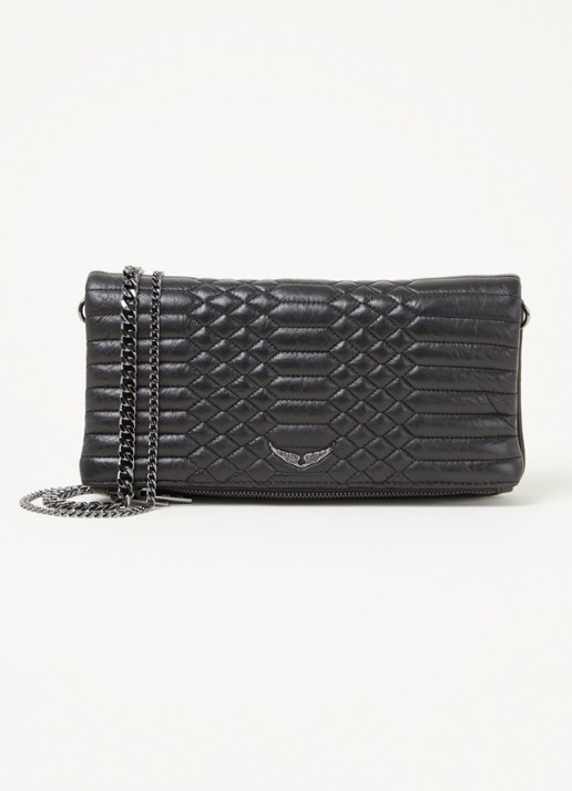 Zadig&Voltaire Rock Matelasse schoudertas van quilted lamsleer  - voorkant 3 zwart