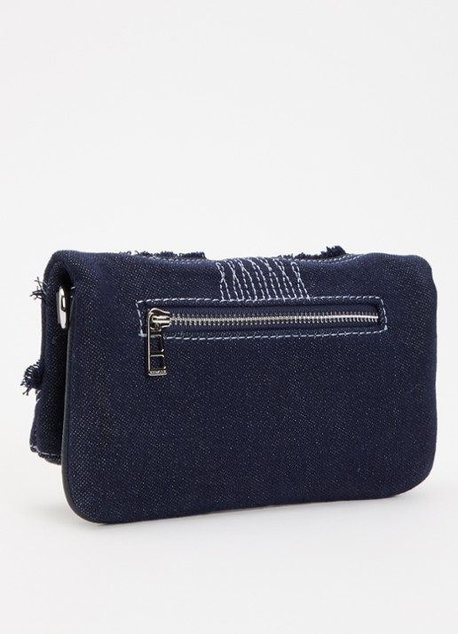 Zadig&Voltaire Rock Mini clutch van denim - achterkant donkerblauw