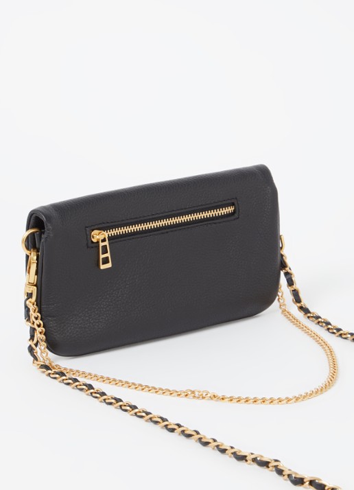 Zadig&Voltaire Rock Mini clutch van leer met afneembare schouderriem - achterkant zwart