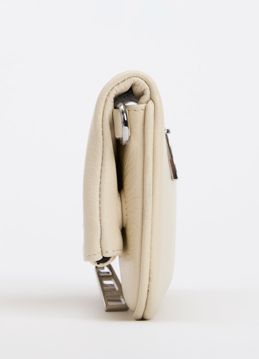 Zadig&Voltaire Rock Mini clutch van leer met afneembare schouderriem - detail 5 creme