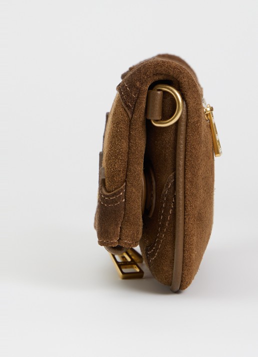 Zadig&Voltaire Rock Mini clutch van suède - detail 4 cognac