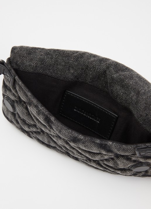 Zadig&Voltaire Rock Nano clutch van denim met afneembare schouderriem - detail 2 donkergrijs
