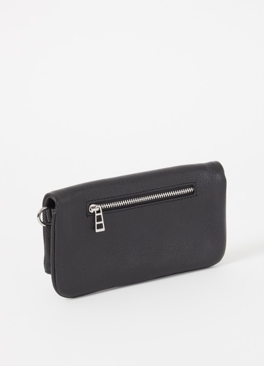 Zadig&Voltaire Rock Nano clutch van leer met afneembare schouderriem - achterkant diepzwart