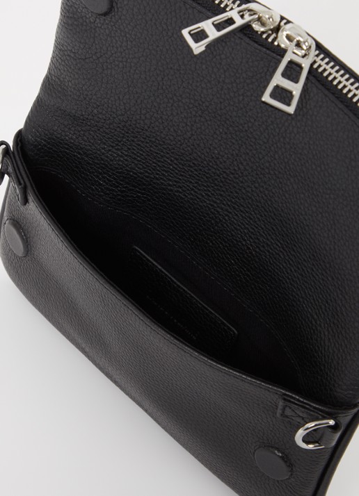 Zadig&Voltaire Rock Nano clutch van leer met afneembare schouderriem - detail 2 diepzwart