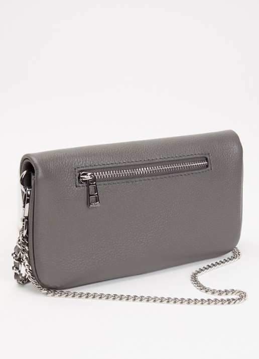 Zadig&Voltaire Rock Nano clutch van leer met afneembare schouderriem - achterkant 4 grijs