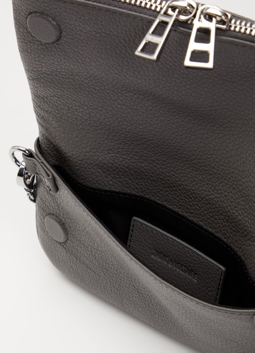 Zadig&Voltaire Rock Nano clutch van leer met afneembare schouderriem - detail grijs