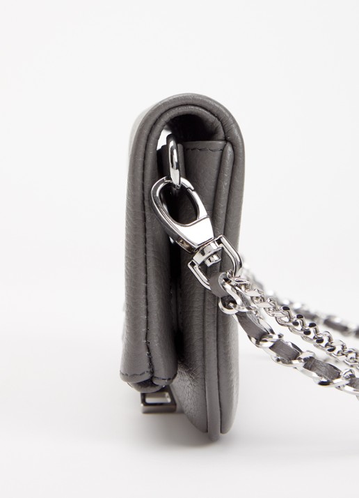 Zadig&Voltaire Rock Nano clutch van leer met afneembare schouderriem - detail 2 grijs
