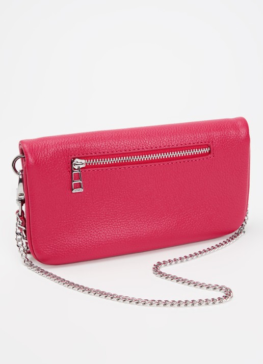 Zadig&Voltaire Rock Nano clutch van leer met afneembare schouderriem - achterkant 5 donkerroze