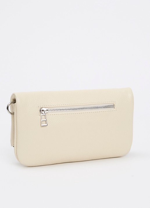 Zadig&Voltaire Rock Nano clutch van leer met afneembare schouderriem - achterkant 4 creme