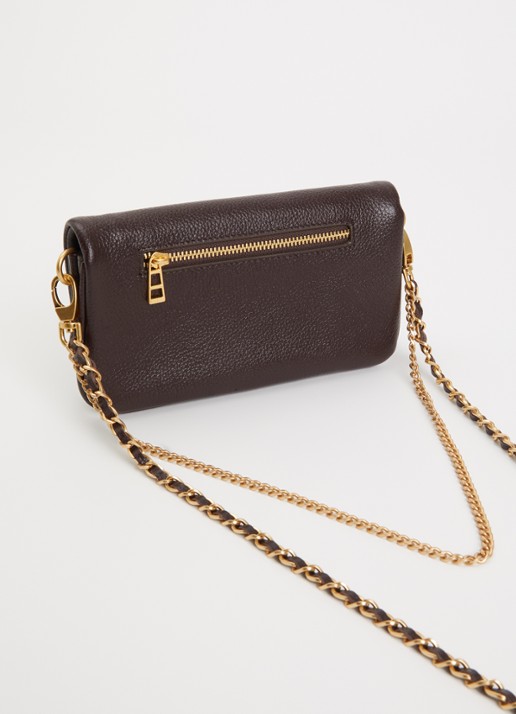 Zadig&Voltaire Rock Nano clutch van leer met afneembare schouderriem - achterkant 5 bruin