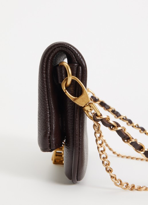 Zadig&Voltaire Rock Nano clutch van leer met afneembare schouderriem - detail 2 bruin